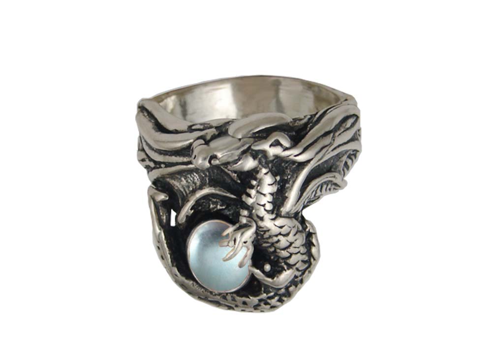 Sterling Silver Blue Topaz Dragon Ring Size 7